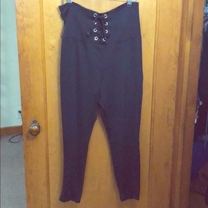 Black lace up leggings